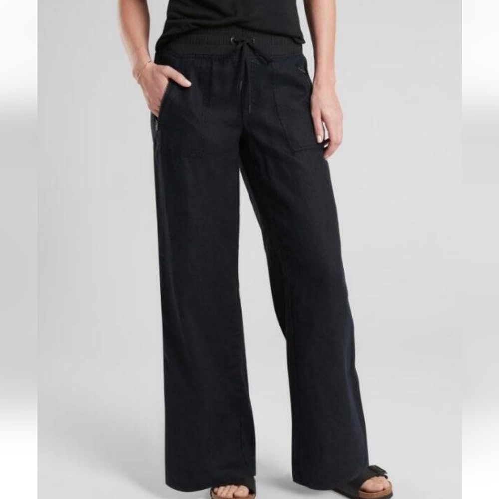NWT ATHLETA Cabo wide leg linen pants! 0